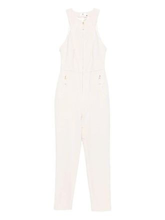 Elisabetta Franchi zip-front sleeveless jumpsuit - women - Polyester/Elastane/Silk - 42 - White