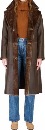 HiSO Zira Shearling Coat In Chocolate Brown