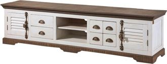 Massivmoebel24 Mobile Tv In legno di Mango 220x45x55 laccato bianco TOULOUSE 109