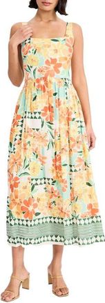 Maggy London Floral Print Maxi Sundress in Soft White/Tangerine Tango at Nordstrom, Size 14
