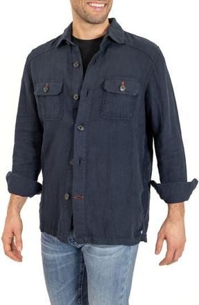 PinoPorte Linen Overshirt in Navy at Nordstrom Rack, Size Xx-Large