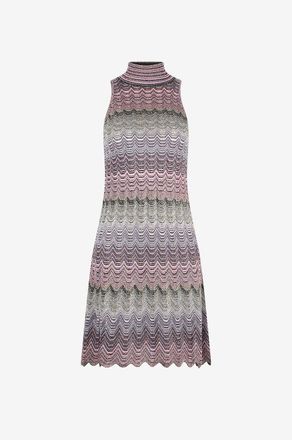 Missoni Welliges Ministrickkleid mit Stehkragen