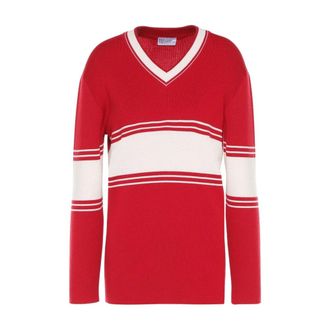 Red Valentino Jersey - Dames - V-hals truien - Rood - 2XS - Truien & Vesten