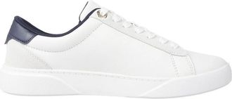Tommy Hilfiger Cr&egrave;me Leren Sneakers Athleisure Stijl - Dames - Sneakers - Beige - 36 EU - Polyester - Schoenen