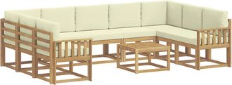 vidaXL Conjunto De Sof&aacute;s De Exterior 10 Uds. Blanco Y Crema Poli&eacute;ster Vidaxl
