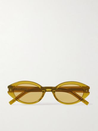 Saint Laurent Eyewear Occhiali Da Sole In Acetato Con Montatura Ovale - Verde