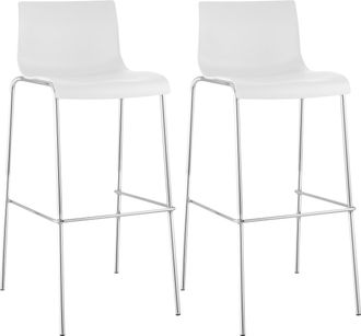 Clp Clp - Set 2x Taburete Hover Con Asiento De Pl&aacute;stico & Base De Metal Blanco Cromado