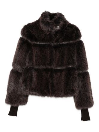 Patrizia Pepe Giacca in pelliccia sintetica con zip - Marrone