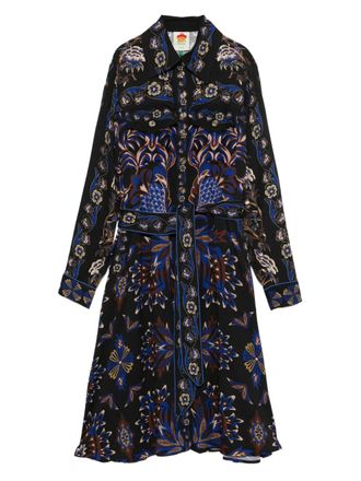 Farm Rio Arabesque midi-jurk met ceintuur - Zwart