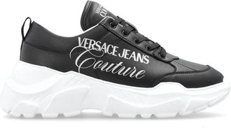 Versace Jeans Couture Sportschoenen met Geprint Logo - Dames - Sneakers - Zwart - 40 EU - Leer - Schoenen