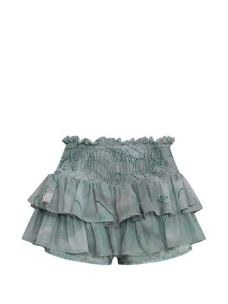 Amir Slama x Jade Picon shorts met bloemenprint en ruches - Blauw