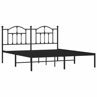 Berkfield Home Metal Bed Frame with Headboard Black 183x213 cm