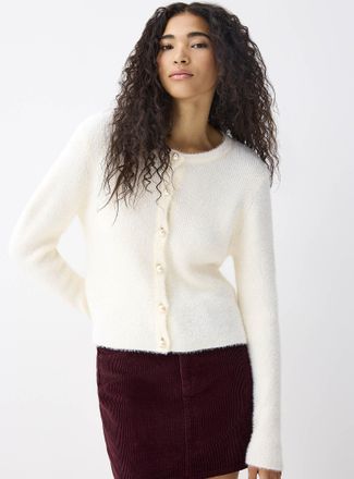 Only Womens Pearly button chenille Cardigan Sweater