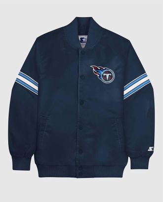 Starter Mens Tennessee Titans Satin Full-Snap Jacket In Navy