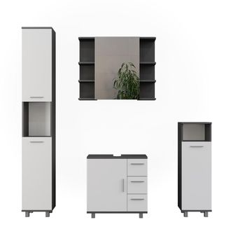 Vicco Conjunto De Muebles De Ba&ntilde;o Ilias, Antracita/blanco, 4 Partes