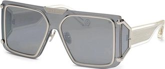 Philipp Plein Philipp Plein Sunglasses Square Rimless, Shiny Dark Grey Frame And Grey Lens Spp096M0I86