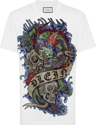 Philipp Plein T-Shirt Ronde Hals Tattoo - Heren - T-shirts - Wit - 5XL - Katoen - Tops