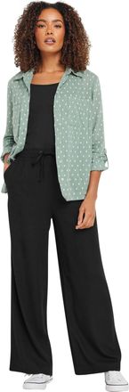 M&Co Womens Drawstring Wide Leg Linen Trousers - Womens Black