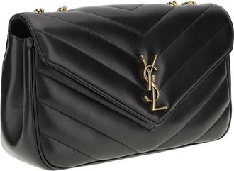 Saint Laurent Womens Loulou Shoulder Bag Nero Lamb Ovis Aries