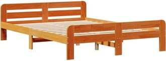 vidaXL Vidaxl - Cama Sin Colch&oacute;n Madera Maciza De Pino Marr&oacute;n Cera 140x200 Cm