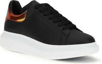 Alexander McQueen Mens Black Calf Leather Bos Taurus Platform Sneakers