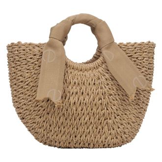 Estro & Luminara Woven Straw Basket Bag - female - Estro - Handbags - Beige - ONE SIZE - Bags