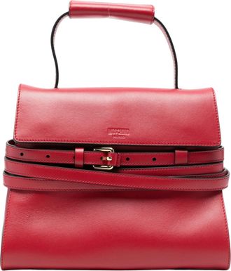 Moschino Red Smooth Grain Sheepskin Shoulder Bag