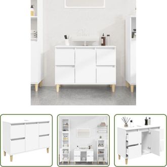 vidaXL Lavabo - Mobile Lavabo Bianco 80x33x60 cm in Legno Multistrato