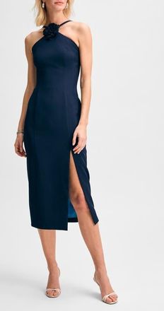 Isaac Mizrahi New York Rosette Cocktail Dress in Navy at Nordstrom, Size Xx-Large