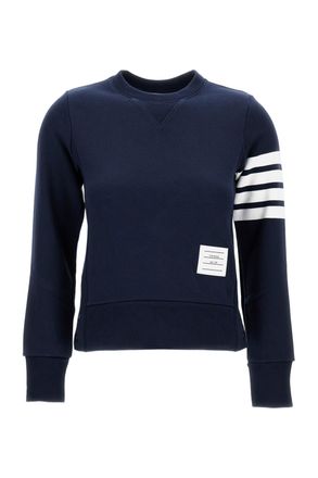 Thom Browne Navy Blue Engineered 4-Bar Sweatshirt with Ribbed Details