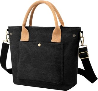 Generic Stylish Casual Shoulder Bag for Women Durable Canvas Messenger Handbag with Solid Color Design (Black, One Size)