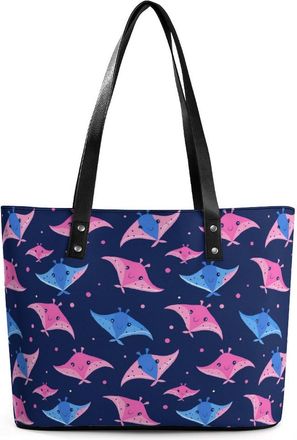 Generic Colorful Stingray Pattern Tote Bags for Women Cute Shoulder Purses Handbags