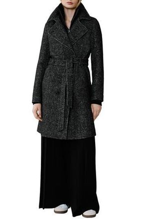 Soia & Kyo Fabianne Belted Wool Blend Coat in Black at Nordstrom Rack, Size Xx-Small