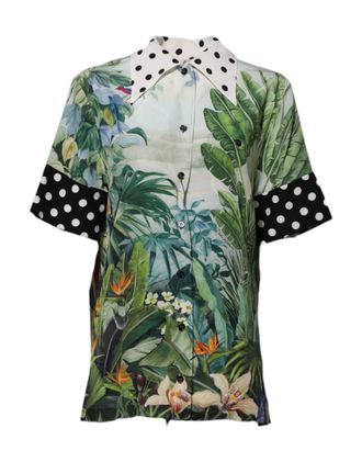 Dolce & Gabbana Multicolor Printed Silk Collared Shirt Womens Top