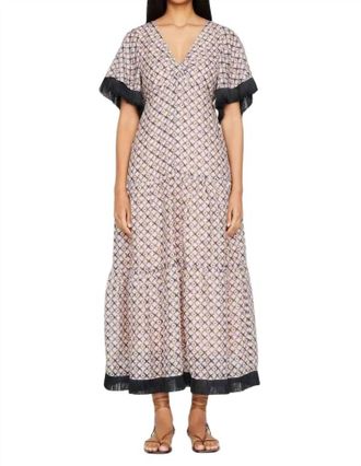 Marie Oliver Bernadette Maxi Dress In Blush Lattice
