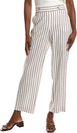 Anne Klein High Rise Linen-Blend Wide Leg Pant