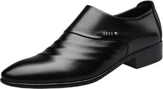 Generic Leather Slip On Loafers for Men, Dress Shoes for Men Comfortable, Brogues Derbys Shoe Pointed Toe Formal Business Shoes Breathable Outdoor Shoe Classi