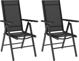 OUTSUNNY 2PCS Folding Chair w/ Breathable Mesh Back and Seat - Light Grey - Black | TJ Hughes