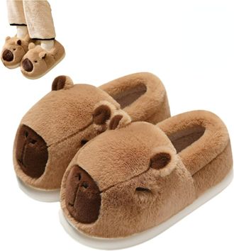 Generic Cartoon Capybara Slippers For Women & Men - Soft Plush Slippers, Plush 3D Cartoon Capibara Shoes (F, One Size, Adult, Women, 3.5, Numeric Range, UK Fo