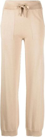 Lorena Antoniazzi Gebreide Broek - Dames - Sweatpants - Beige - S - Katoen - Broeken