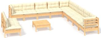 vidaXL Muebles De Jard&iacute;n 12 Piezas Cojines Madera Maciza De Pino Vidaxl