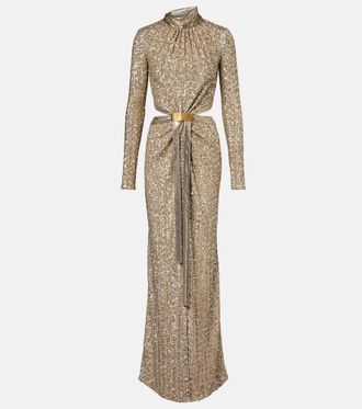 Paco Rabanne Sequined gathered gown