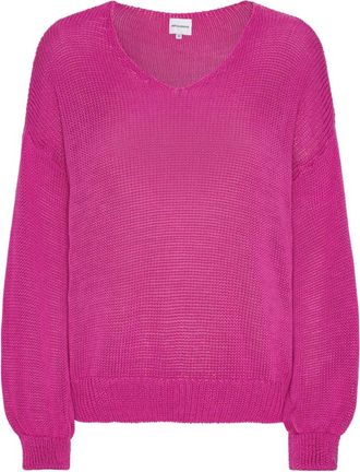 Americandreams Milana LS Light Cotton Knit - Dames - V-hals truien - Roze - S - Katoen - Truien & Vesten