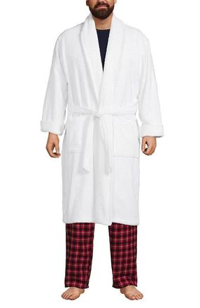 Lands End Calf Length Turkish Terry Robe in White at Nordstrom, Size Xx-Large