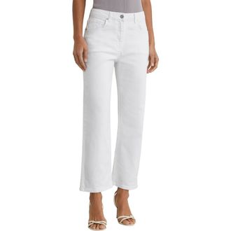 Reiss Selin Crop Straight Leg Jeans in White at Nordstrom, Size 27