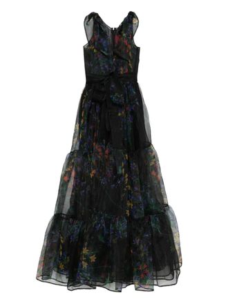 Miau by Clara Rotescu Isla floral tiered maxi dress - women - Polyamide/Silk/Polyamide/Silk - 42 - Black