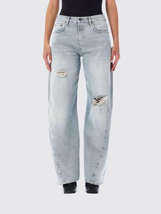Haikure Jeans Clyde wide leg in denim di cotone a vita media con effetto usurato
