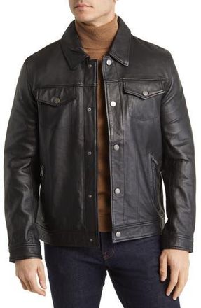 Frye Leather Trucker Jacket in Black at Nordstrom Rack, Size Medium