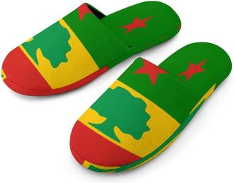 Generic Flag of The Oromo Mens Cotton Slippers Memory Foam Comfort House Shoes Winter Indoor Slipper for Hotel Casa Spa