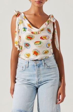 ASTR the Label Allexina Printed Cowl Neck Top in Ivory Fruit Cocktail at Nordstrom Rack, Size X-Small